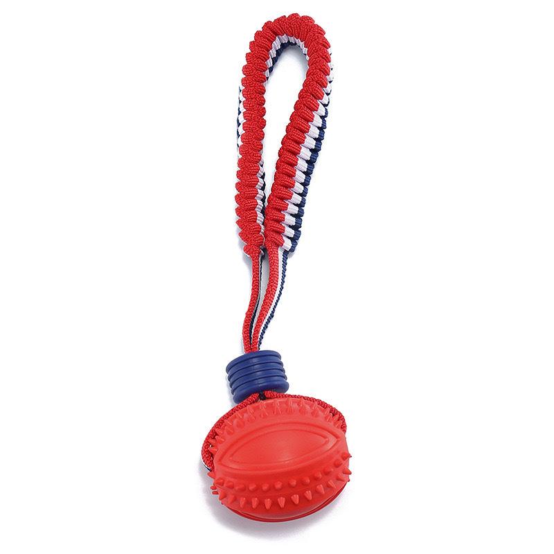 Grenseoverskridende kjæledyrleketøy: Elastisk tau-rugbyball for hundetrening, bittsikker og slitesterk.