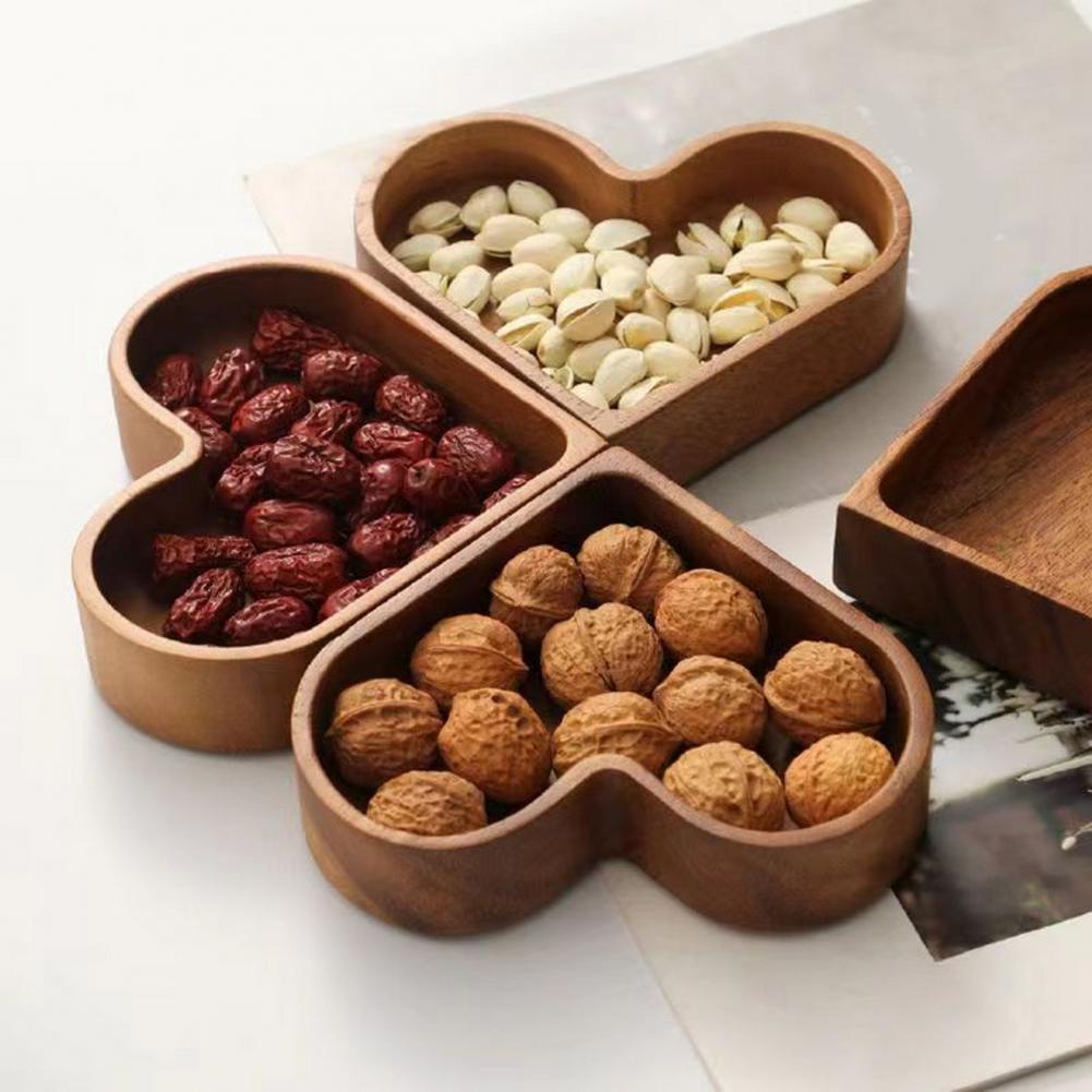 Heart-shaped Wooden Tray Heart-shaped Wooden Snack Tray Set for Dining Table Multi-purpose Serving Trays for Stackable Nut Fruit