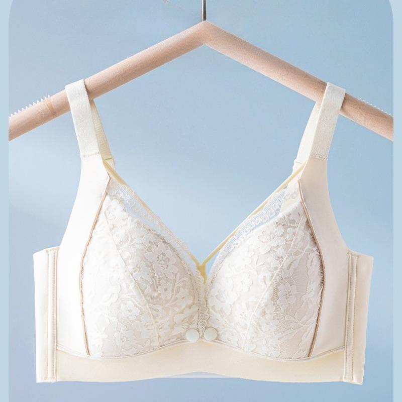 Tea Fiber Push-up Wire-free Maternity Bra Thin Front-opening Nursing Bra