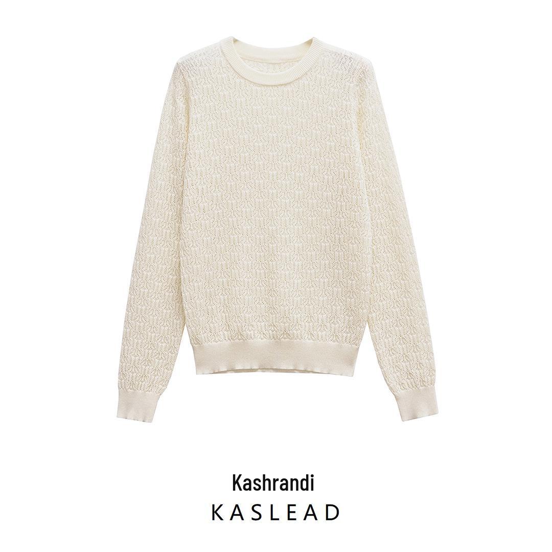 

2025 Spring Women s Fashion: European & American Style Jacquard Knit Sweater M брудно-білий