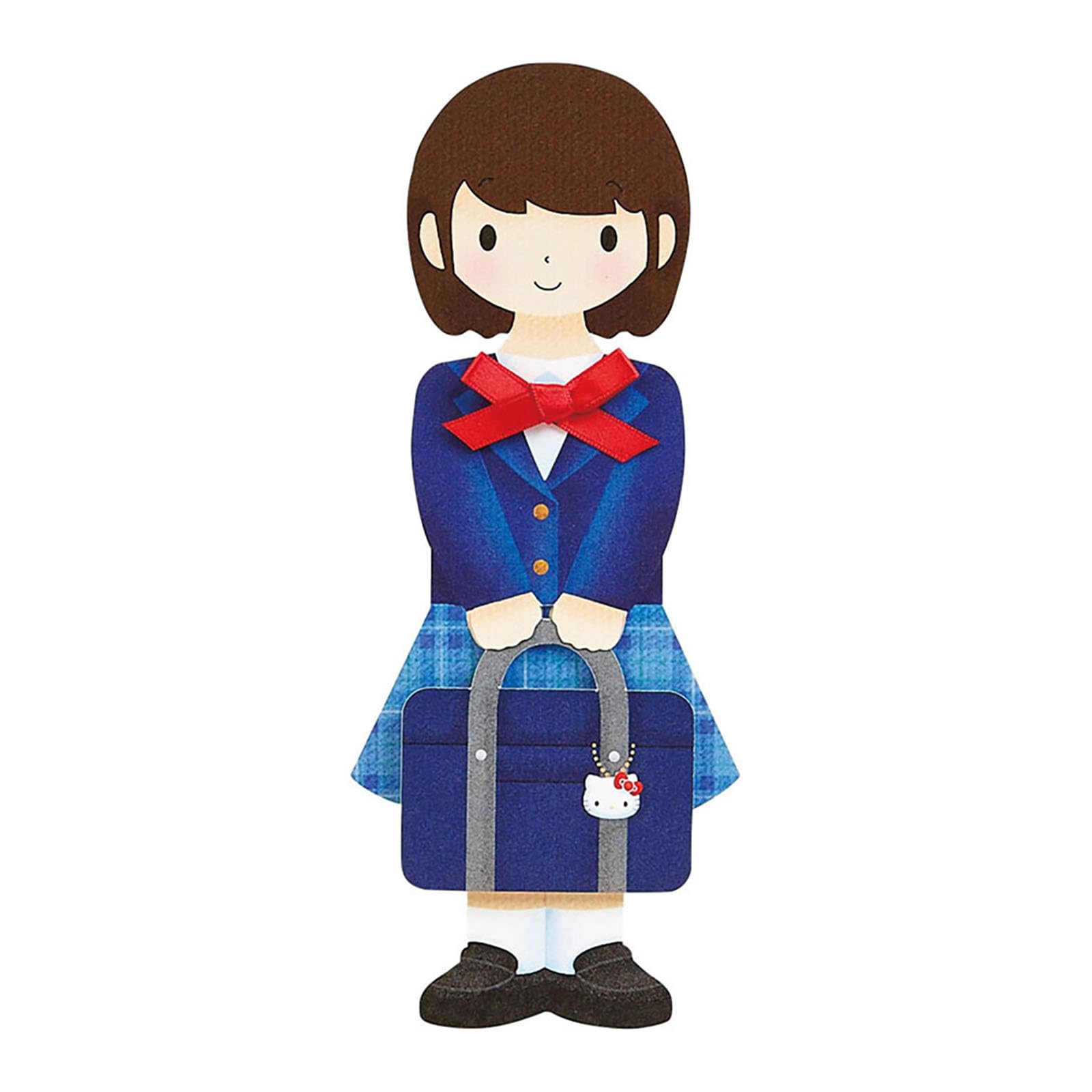 Sanrio Message Girl in School 718882 Card, Kindergarten/Entrance Ceremony, Uniform, Cutout, KTJSG28-5, синий