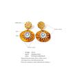 Eetit Exclusive Design Amber Resin Round Sun Pendant Drop Earrings Arrivals Stainless Steel Golden Fashion Jewelry Waterproof