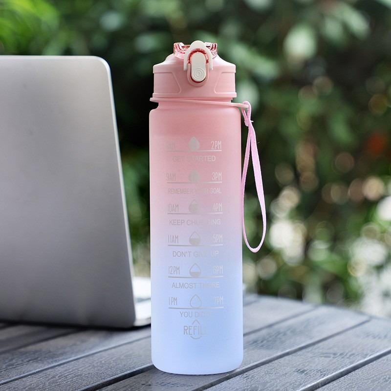 Gradient Frosted 750ml Sports Water Bottle with Straw
