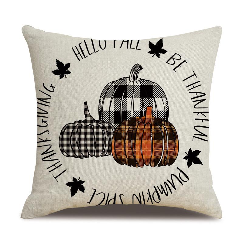 Thanksgiving Linen Pillow Case Autumn Pumpkin Print Supply Pillow Cushion Cover Premium Durable Quality Useful