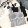 Korean-Style Sweet & Spicy Women's Camisole with Chest Pads – Slim Fit Sleeveless Top