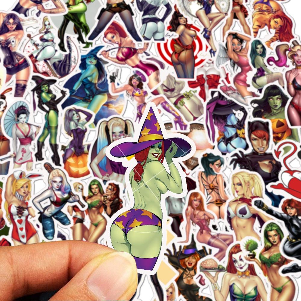 50 Autocollants de Voiture Personnalisés Sexy Fille Démon, Imperméables et Amovibles, pour Valise, Skateboard, Ordinateur, Vélo Électrique, Autocollants Doodle
