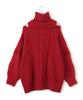 Washable Cable Knit Red F [BIS] Off-the-Shoulder Dress, Women's, BVE44140, (Size 60),