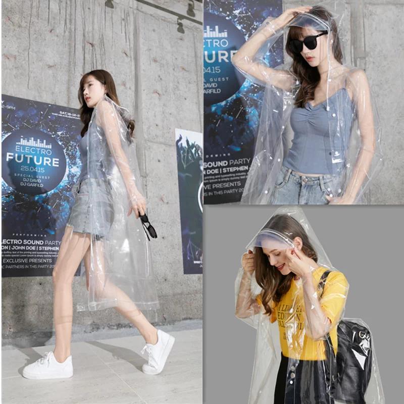 Transparent Raincoat for Women, Long Style, Full-Body, Fashionable Korean Version, Portable Backpack, Same Style As In the Show "Towards Life"