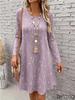 Spring And Autumn Women's Dresses Casual Round Neck Long Sleeve Wolf And Tiger Pattern Printed Loose Dress