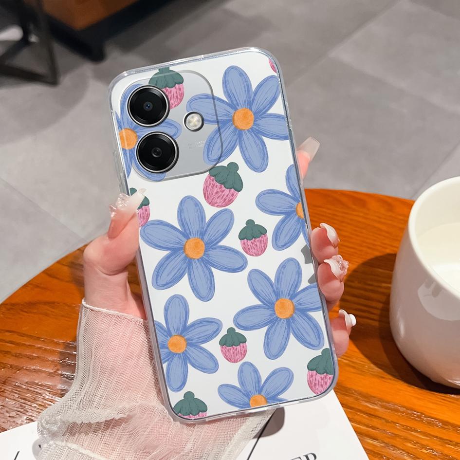 

Прозрачный силиконовый бампер TPU для Oppo K12x Realme Narzo N63 13 Pro Plus Pro+ A3x, чехол для телефона, симпатичный чехол с цветочным узором, модный чехол против падений Realme 13 Pro+ 5G