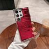 Luxury Plating Crocodile Texture Artificial Leather Phone Case For Samsung S26 Ultra S24 S23 S25 Ultra Plus Bumper Back Cover