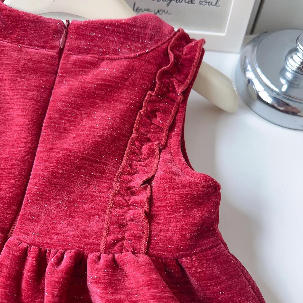 Girls' Winter Velvet Bow Dress - AWB106