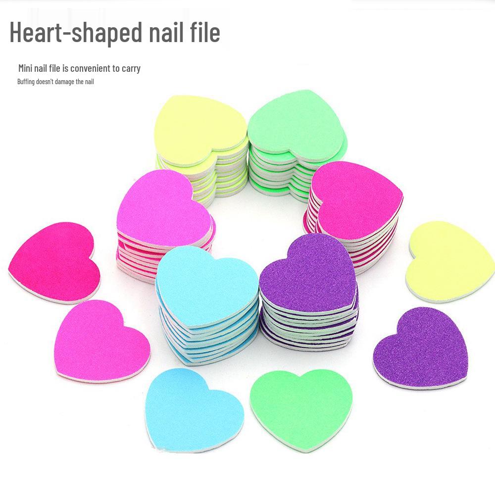 

Heart-Shaped Peach Nail File Buffer - Double-Sided Sanding Tool for Nail Art and Manicure