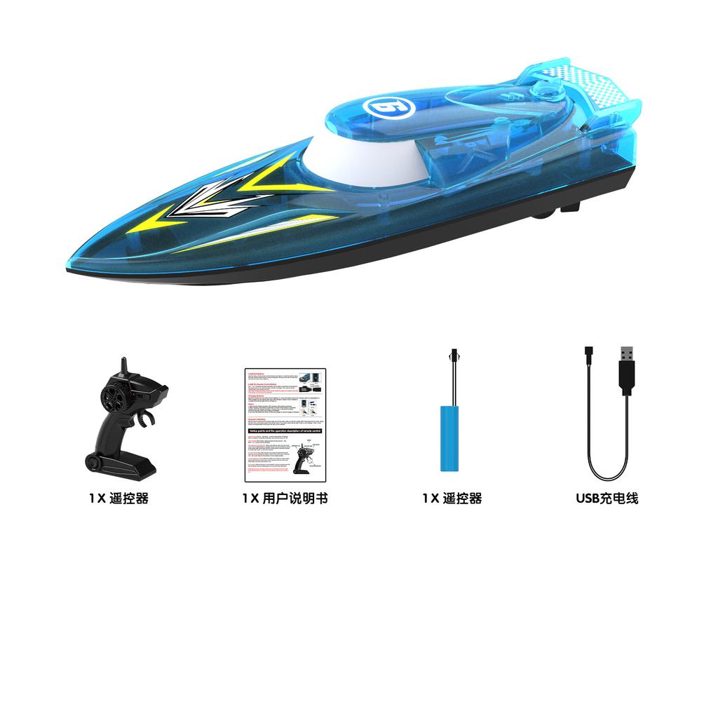 Barco de Control Remoto Inalámbrico Luz Colorida Acrobacia Venta al por Mayor Juguete de Alta Velocidad Barco de Control Remoto Lancha Rápida Carga Barco Eléctrico Impermeable