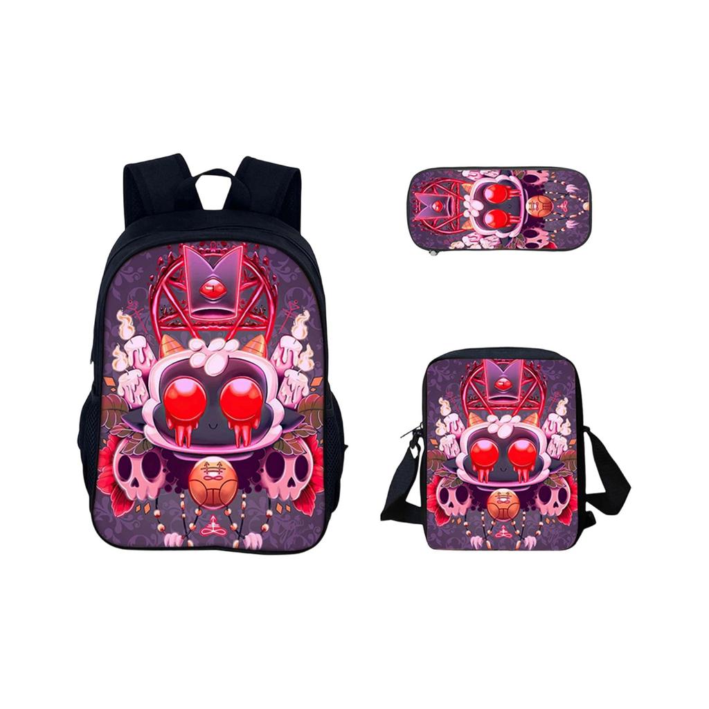 Ryggsäck med stor kapacitet för grundskole- och gymnasieelever, tecknad axelväska och pennfodral för barn