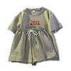 Women's Casual Summer Two-Piece Set: Short-Sleeve Top & Shorts, Loose Fit, Ideal for Petite Sizes and Running