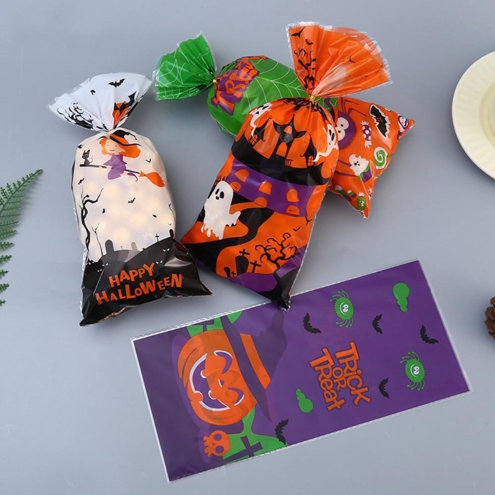 50pcs Exquisite Snacks Candy Biscuit Bag Reusable Drawstring Bag Halloween Candy Bag  For Kids