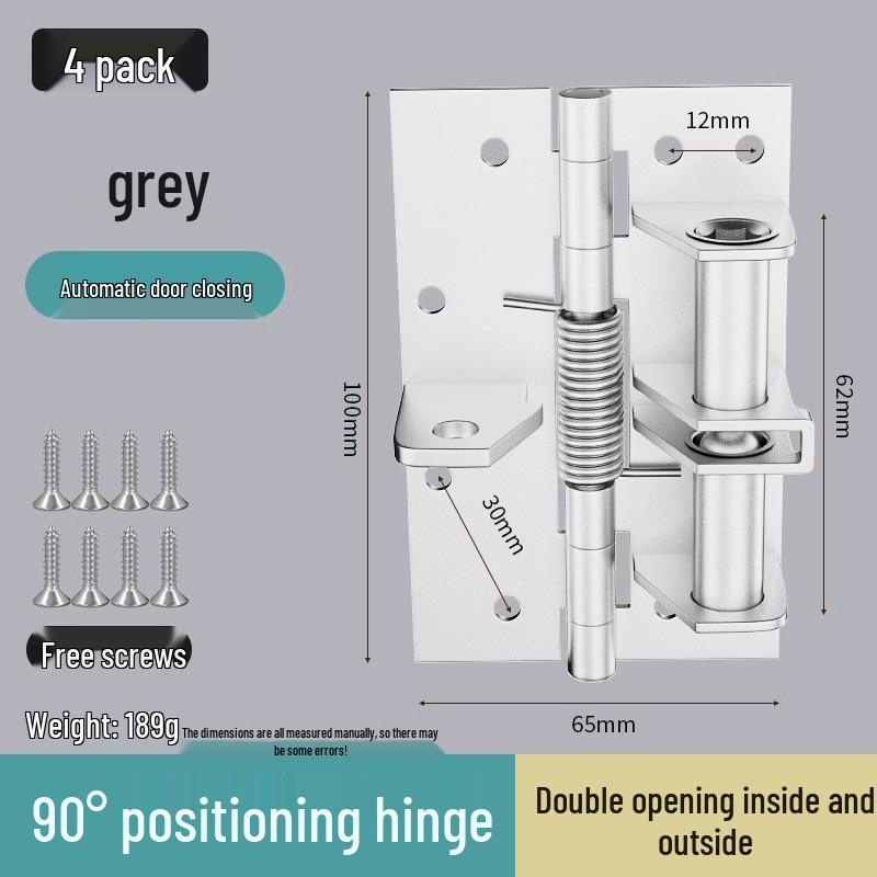 4-Inch Multifunctional Automatic Door Closer with Buffer, Invisible Spring Hinge, 90° Positioning