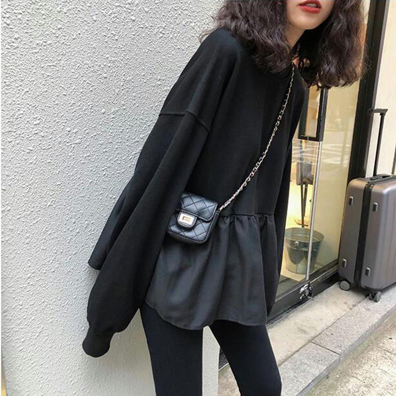 2024 Autumn Korean Style Loose Slimming Student Casual Thin Solid Color Women's Sweatshirt