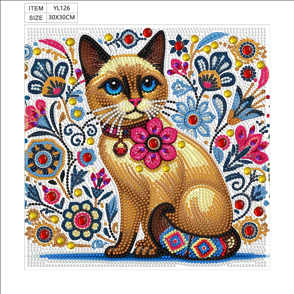 5D Special-Shaped Bright Diamond Painting Decorative Sticker, Handmade Diy Cat Children'S Painting Kit Cross-Border