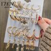 17KM Fashion Pearl Hoop Earrings Set for Women Geometirc Gold Metal Circle Hoop Earrings Brincos 2021 Trend Jewelry Gift