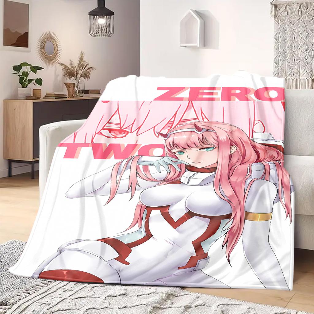 Darling In the Franxx Flannel Blanket Beautiful Print Perfect For Home Bed Sofa Chair Travel Picnic -HE8