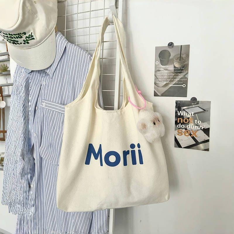 

Summer Satchel One-Shoulder Student Work Clothing White Canvas Bag