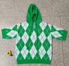 Autumn/Winter Diamond Plaid V-neck Hooded Women's Sweater - European & American Casual Knitwear.