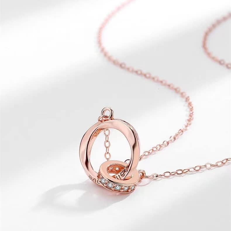 Amazon Exclusive Brand Necklace Necklace Popular Double Ring Couple Necklace Mevius Necklace Simple Stylish Double Ring Pendant Stainless Steel