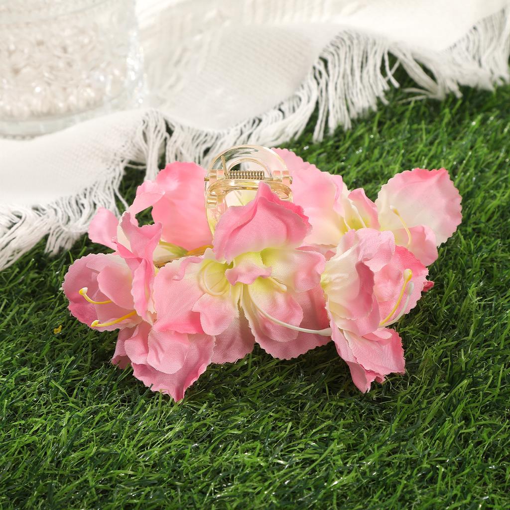 AWAYTR Magnolia Lily Hair Claws Artificial Floral Hair Clips Crab For Women Girl Gift Hair Accessories Valentine Headwear