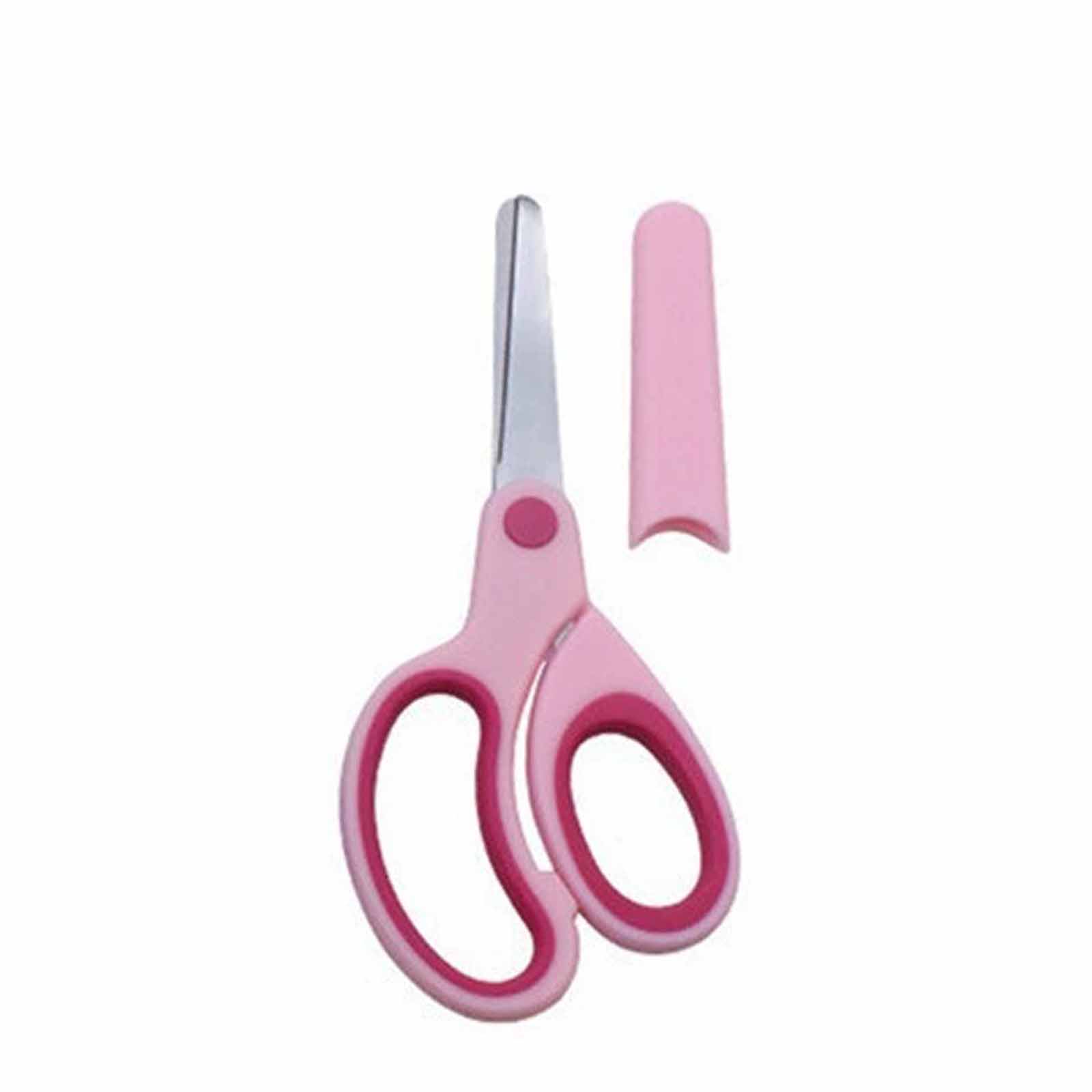 

Left-Handed Student Scissors – Stainless Steel Kids Scissors with Round Head, Safety Handcrafted Sleeve, Small Classroom Scissors One Size