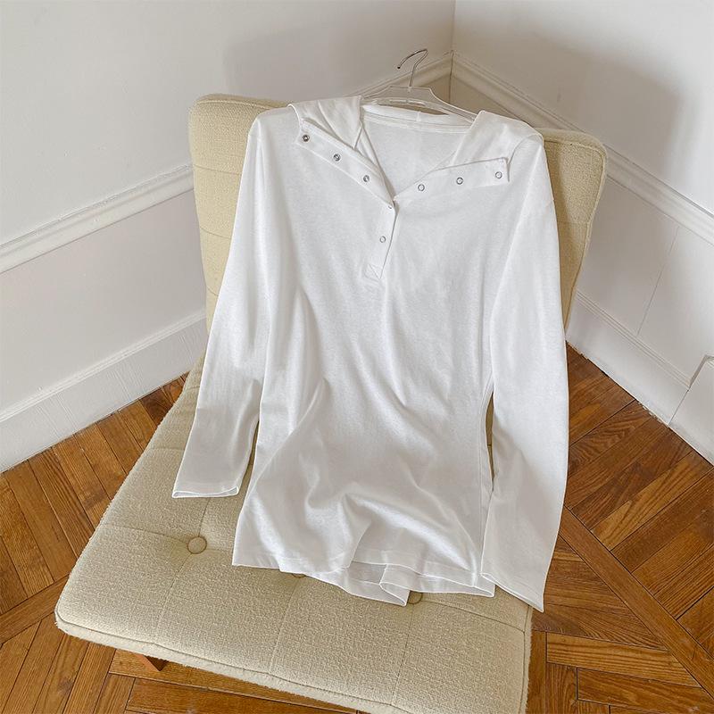 

Женская хлопково-льняная толстовка на пуговицах свободного кроя - Легкая, дышащая футболка с длинным рукавом Large