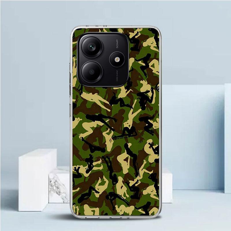 Camouflage Military Soft Cover for Xiaomi Redmi Note 15 14 13 12 Pro Plus Phone Case 14S 11S 11T 11E 10S 10 4G Pattern Shell Red