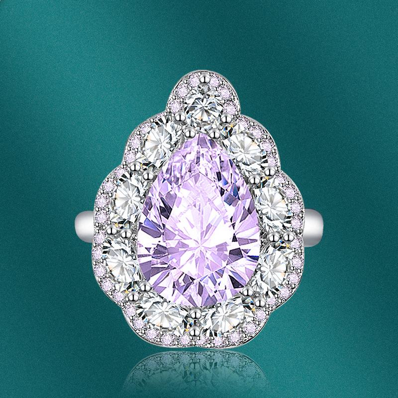 BELLA BOX Drop Shaped Opening Resizable Rings For Women Zircon Engagement Party Fine Jewelry Gift