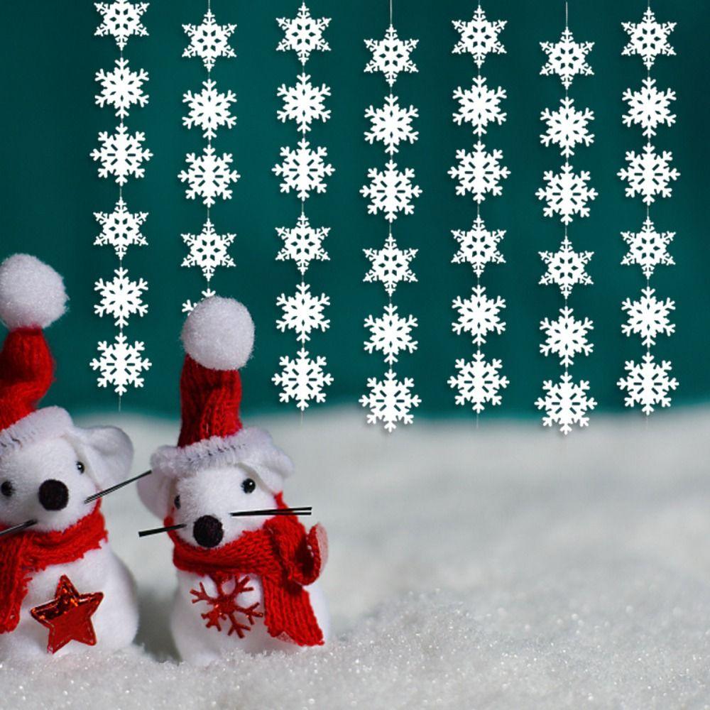 

3/6 Pcs White Christmas Snowflake String Creative Snowflake Flower Pendant Window