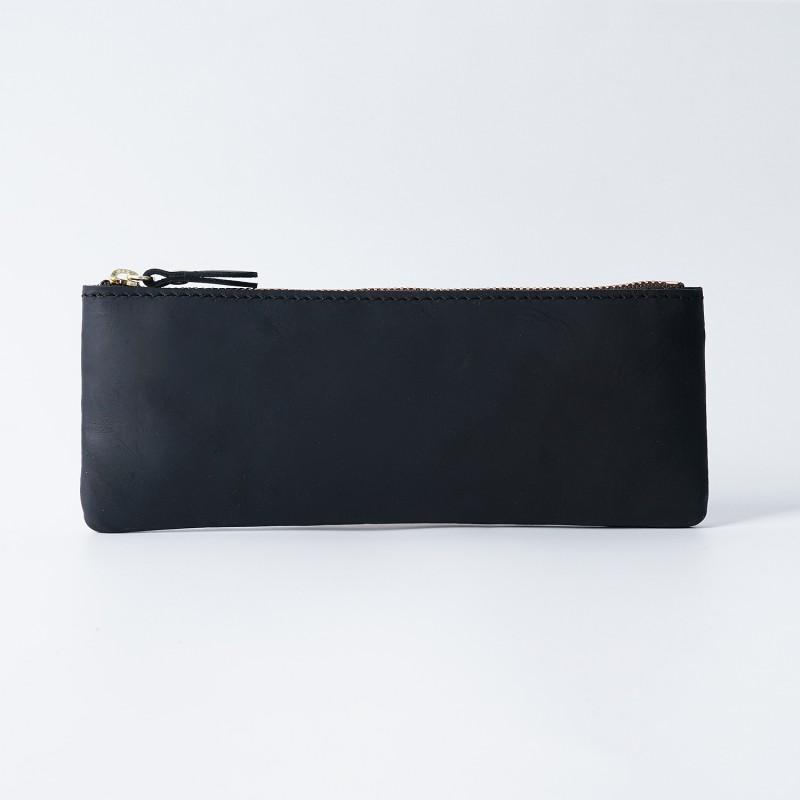 Handmade Vintage Leather Pencil Case Zipper Minimalist Stationery Organizer Students Office