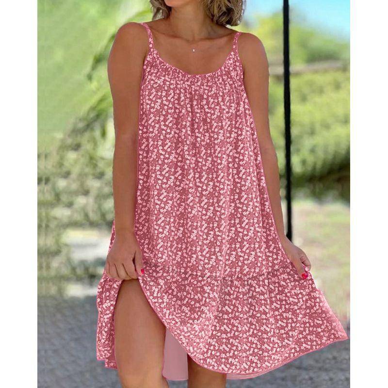 Floral Sleeveless Camisole Vest Dress Floral Sleeveless Sling Vest Dress