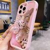 Pink diamond studded tiger pattern phone case suitable for iPhone 17 16 15 14 13 12 11 Pro/Max/Plus anti drop and shockproof