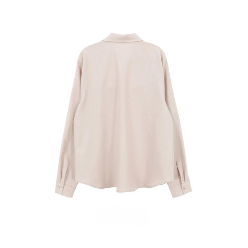 Minimalist Shirt for Women In Spring Autumn, Polo Collar Lazy Style Professional Versatile OL Commuting Solid Color Shirt Blouses & Shirts