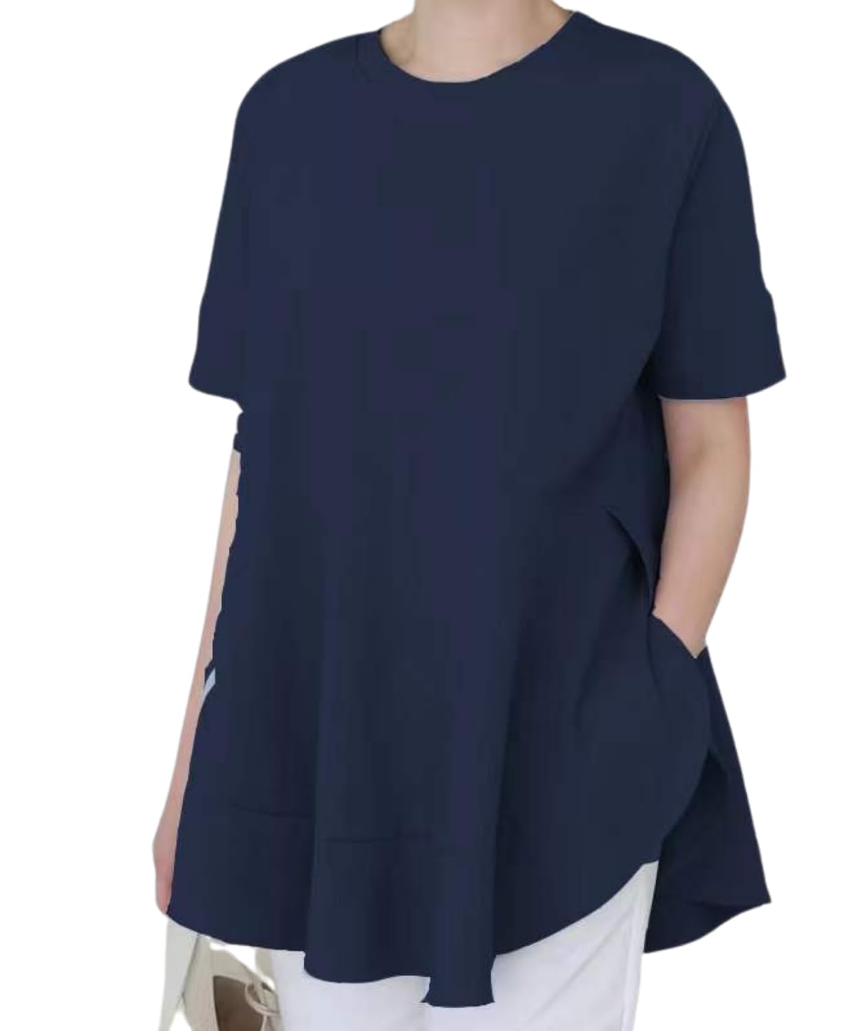 

Tunic for Large Short Loose Office Cut and Summer Clothing for Summer Summer Spring and Summer Navy [Dep Club] Women, Summer, Size, Sleeve, Blouse,