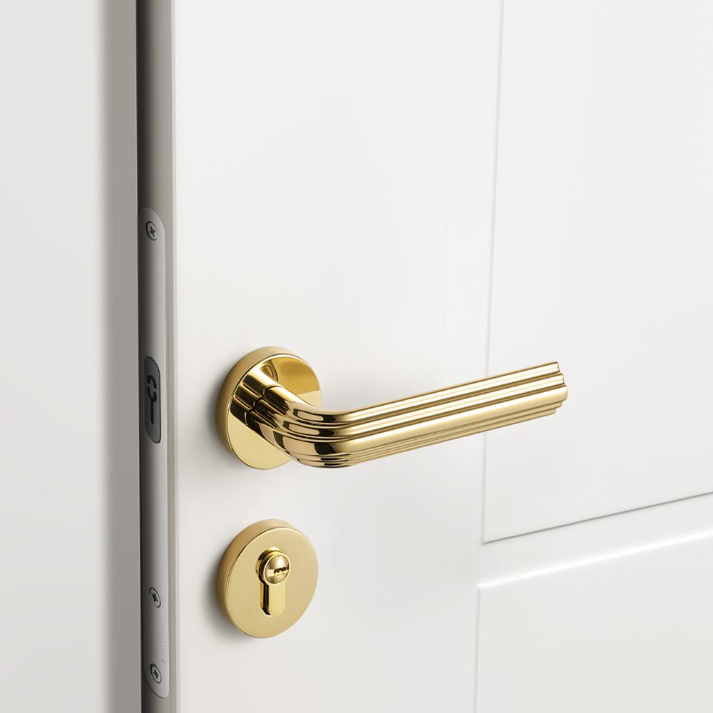 For Zinc Alloy Modern Gold Lightweight Minimalist Interior/Exterior Door Handle & Lock Customizable Finish 5+ Year Warranty