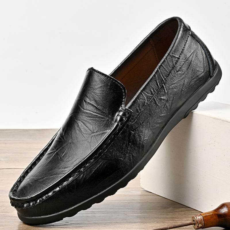 Soft-Soled Men Loafers Casual Leather Flats Breathable Slip On Shoes for Male Work Office Driving Sneakers Leisure Walk Footwear