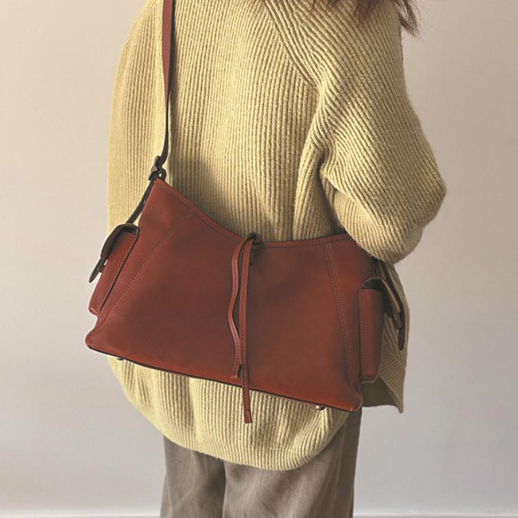 Johnature Casual Tote Bag Genuine Leather Soft Cowhide Large Capacity Simple Commuting Women's Shoulder Bags