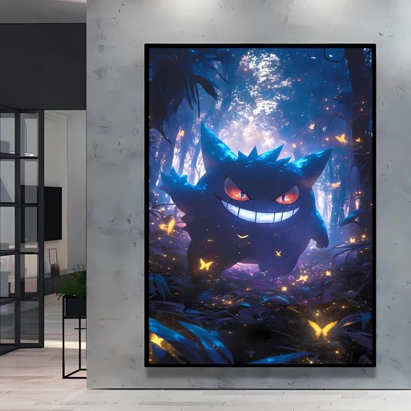 Canvas Artwork Painting Pokemon Gengar Poster Hd Prints Cartoon Character Picture Classic Modern Home Living Room Wall Decor