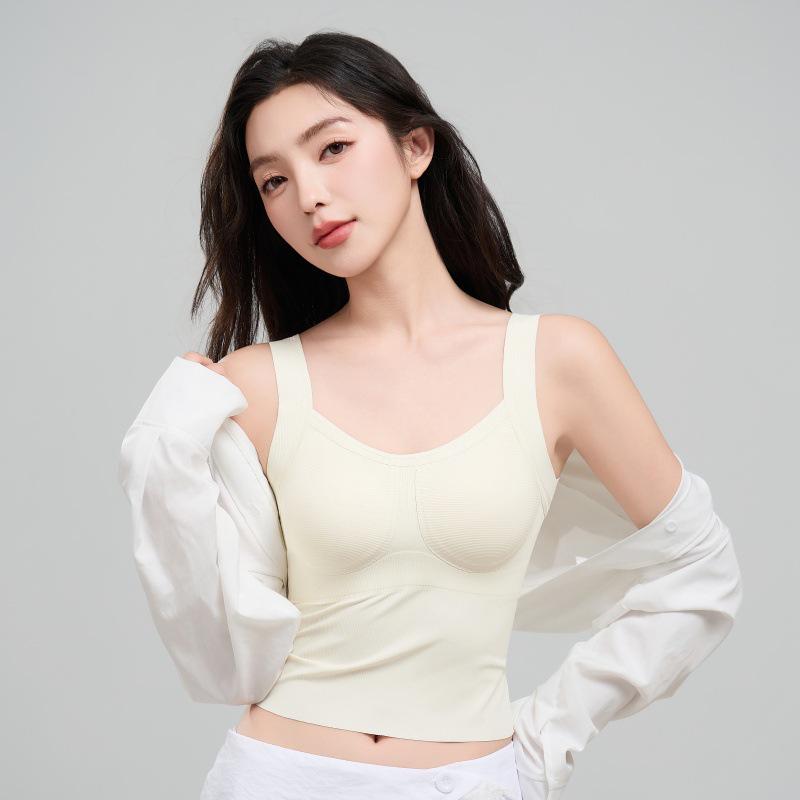 

Весенне-летняя утягивающая майка-камисоль с подкладкой и красивым дизайном спины - Женское базовое белье для ношения под одеждой и как верхняя одежда L [120-145 jin] шампанского