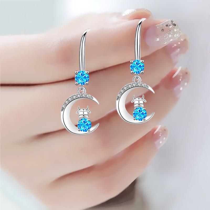 Chinese Zodiac Cow Earrings Moon Cow Drop Earrings Long Superior Temperament Ear Hooks