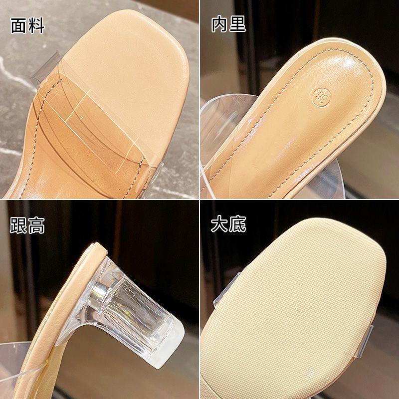 Transparent Sandals Women's 2025 New Fashion Summer High Heels Sexy Thick Heel Crystal Heel Cool Slippers Fairy Style