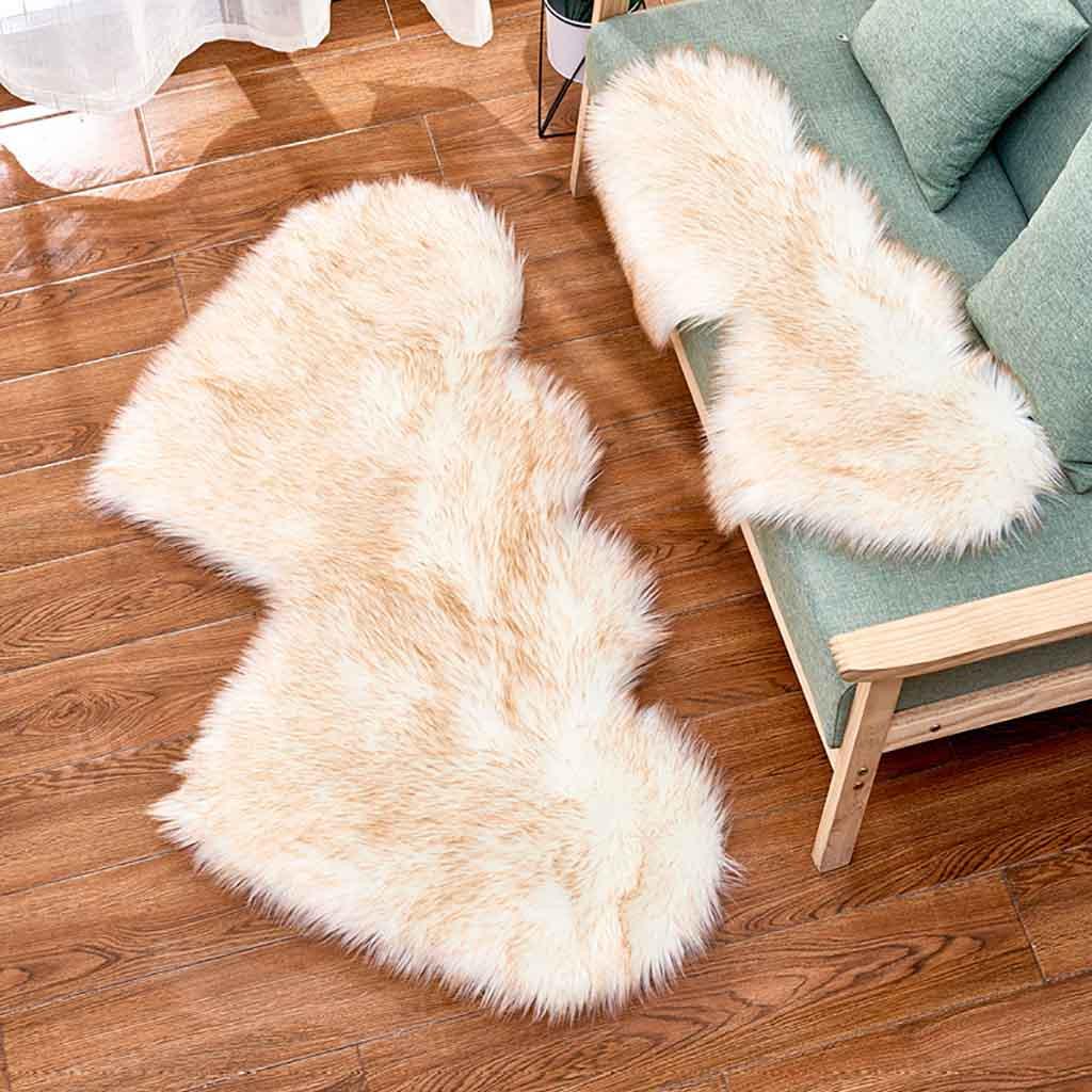 Wool Imitation Sheepskin Rugs Faux Non Bedroom Shaggy Carpet Mats