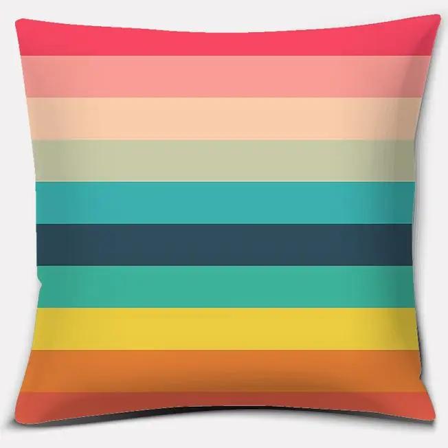Retro Rainbow Geometric Color Series Pillow Cover Gift Home Office Decoration Bedroom Sofa Car Cushion