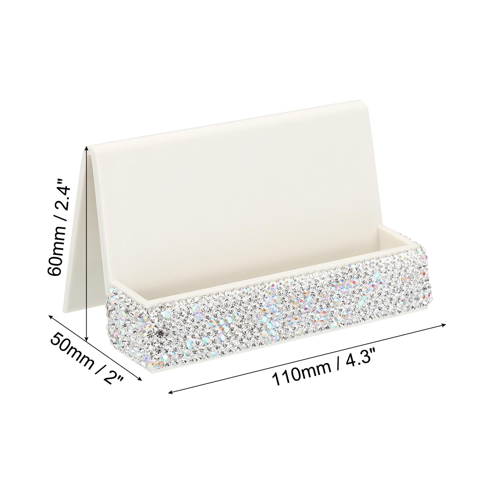 1/2Pcs Business Card Holders Rhinestone Business Card Holder Crystal Card Stand Organizer Cards Display for Office Exhibition